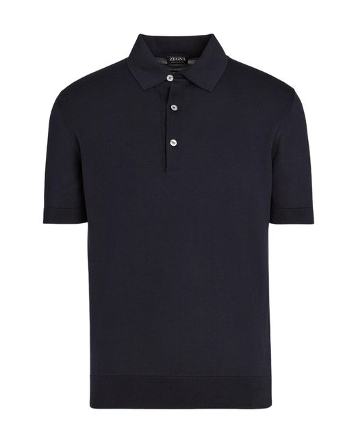Zegna Blue Short-Sleeved Polo Shirt for men