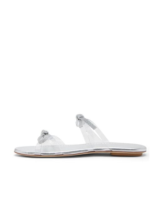 Stuart Weitzman White Bow-Tie Slippers