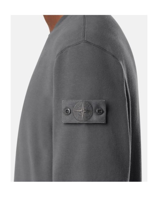 Stone Island Gray Logo Patch Crewneck Sweatshirt for men