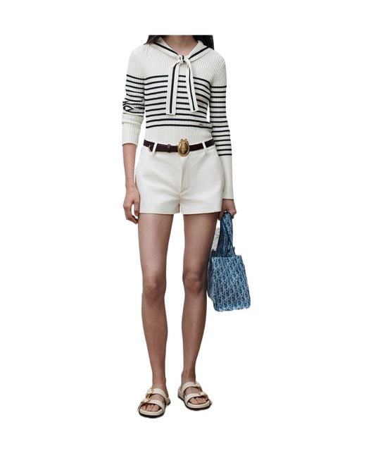 Dior White Iviera Marinière Sweater With Sailor Collar