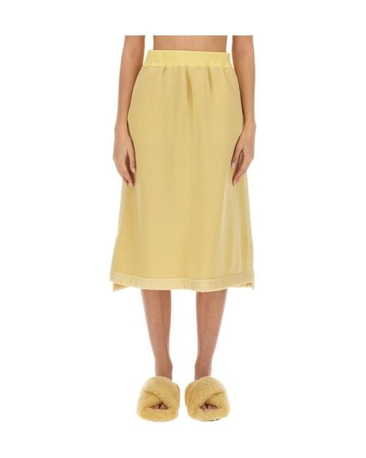 Jil Sander Yellow Elastic-Waist Flared Midi Skirt