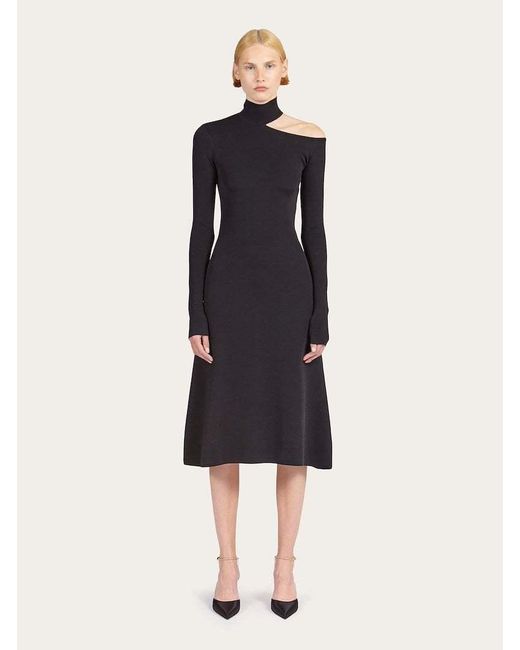 Ferragamo Black Hollowed-Out Dress