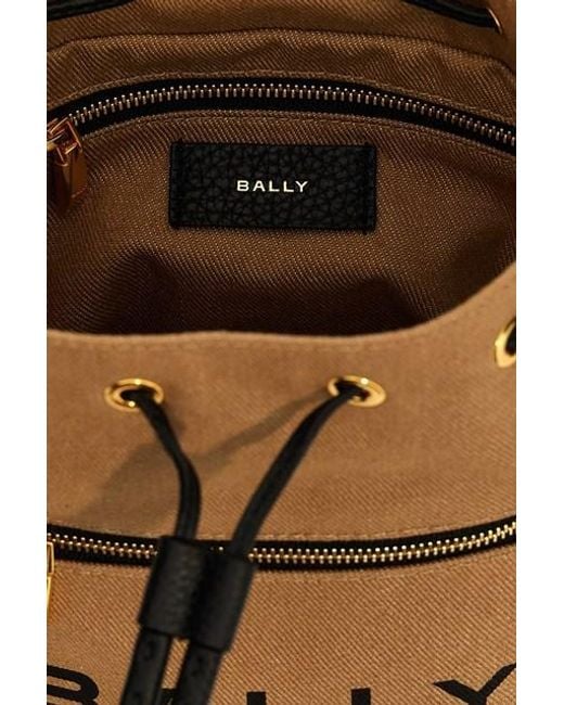 Bally Natural Logo Printed Bar Mini Bucket Bag