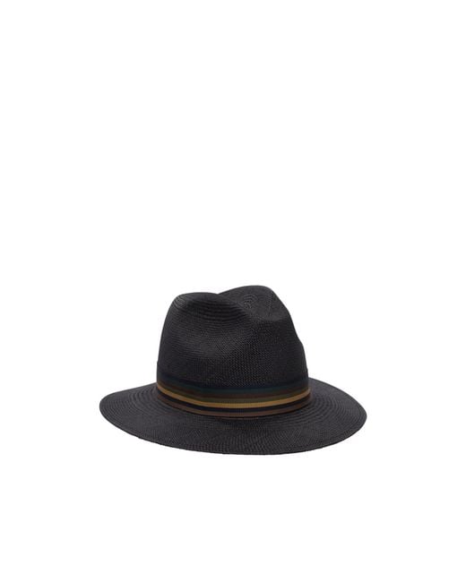 Max Mara Black Straw Panama Hat
