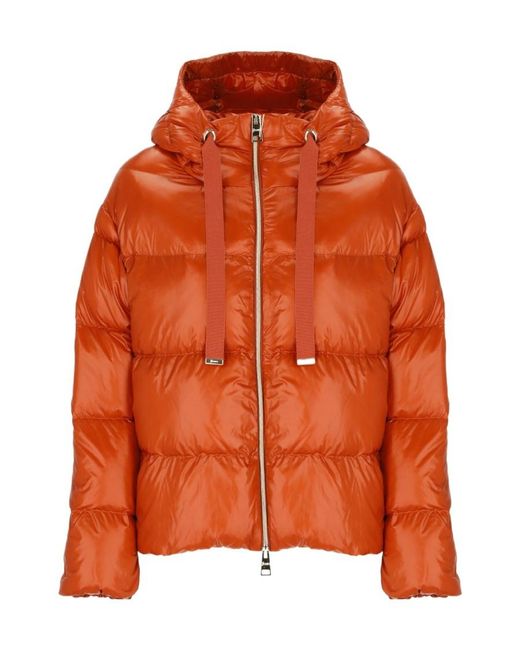 Herno Orange Hooded Down Jacket