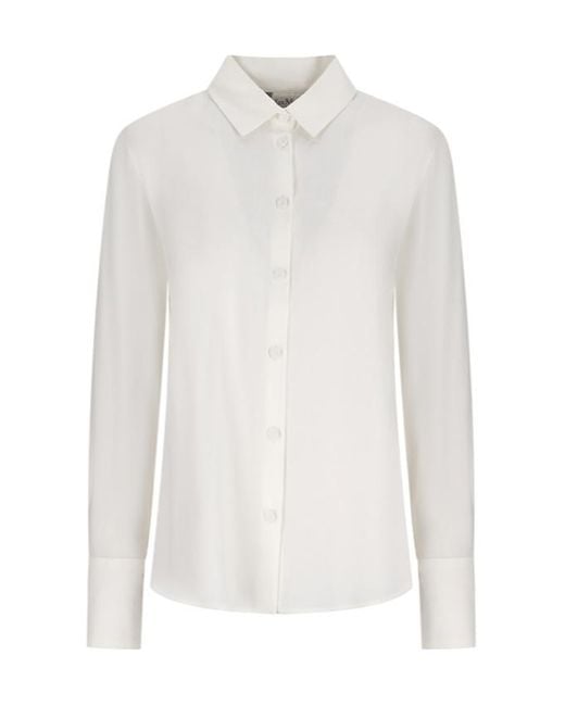 Max Mara White Mxpbadesse Collared Long-Sleeve Shirt