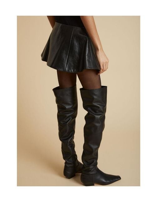 Khaite Black Ralfa Flounce Detailed Mini Skirt