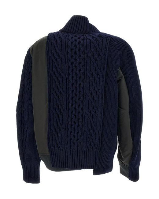 Sacai Blue Long-Sleeve Casual Jacket