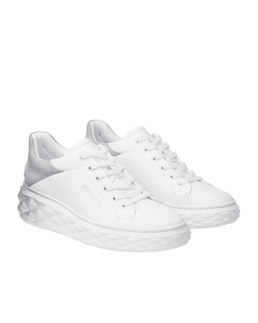 Jimmy Choo White Diamond Maxi/F Ii Leather Sneaker