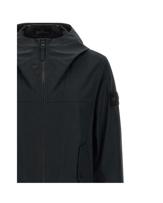 Stone Island Black Logo Patch Zip-Up Jacket for men