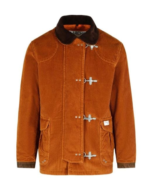 Fay Brown Toggle Fastening Corduroy Jacket for men