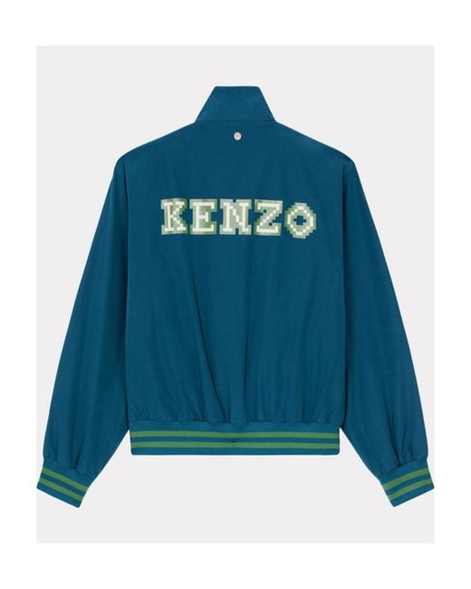 KENZO Blue Pixel Logo Zipped Jacket for men