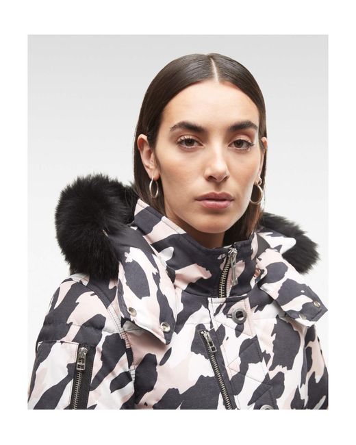 Moose Knuckles White Camouflage Printed Down Jacket