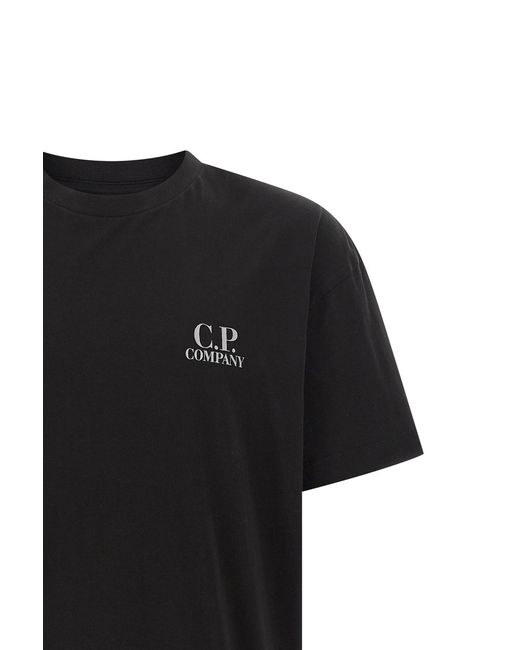 C P Company Black Logo Crew Neck T-Shirt for men