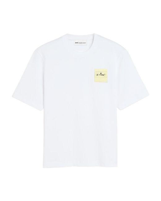 AMI White Ami Crewneck Short Sleeved T-Shirt for men