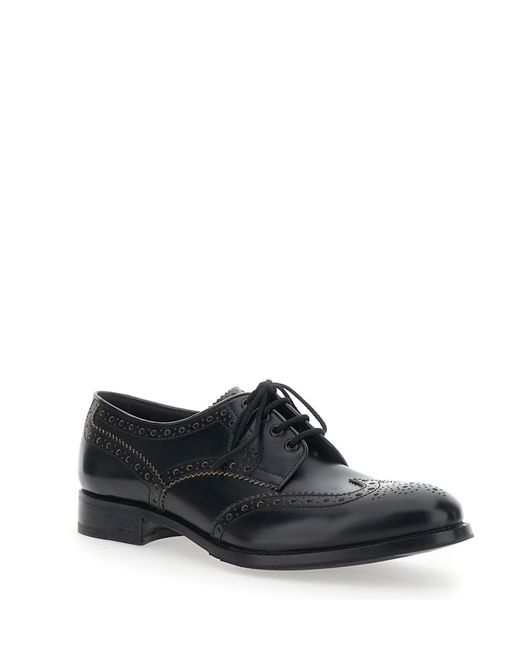 Lidfort Black Leather Lace-Up Derby Shoes for men
