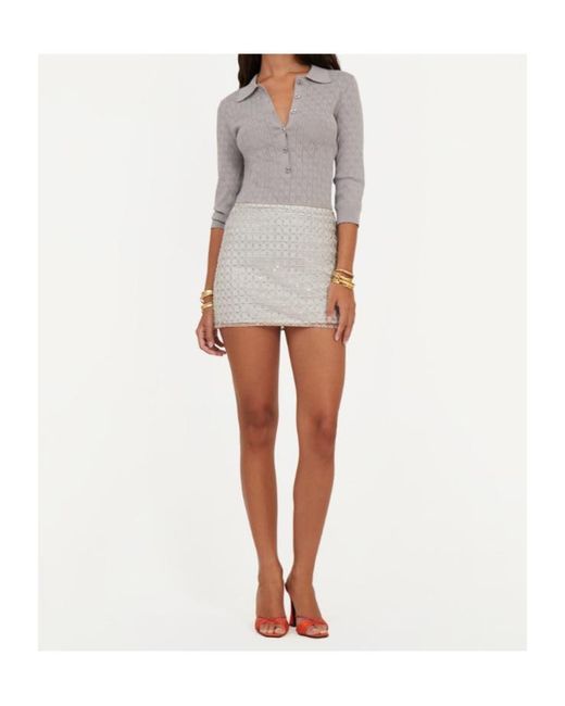ROTATE BIRGER CHRISTENSEN Gray Beaded Mini Skirt