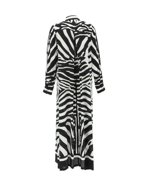 Dolce & Gabbana White Zebra-Printed Long-Sleeved Kaftan