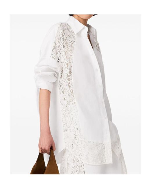 Stella McCartney White Lace-Panelled Cotton Shirt