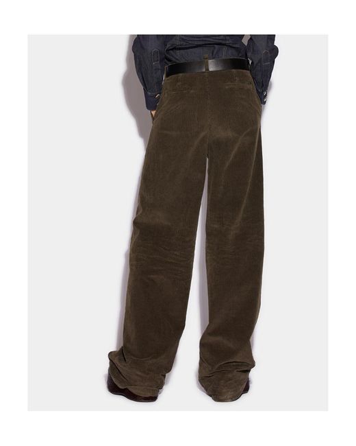 DSquared² Black Baggy Cut Corduroy Trousers