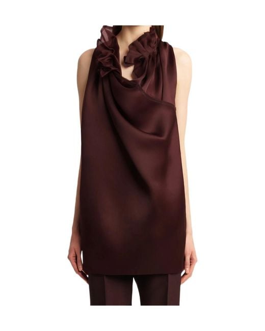 Khaite Purple Meegan Ruffled-Collar Top