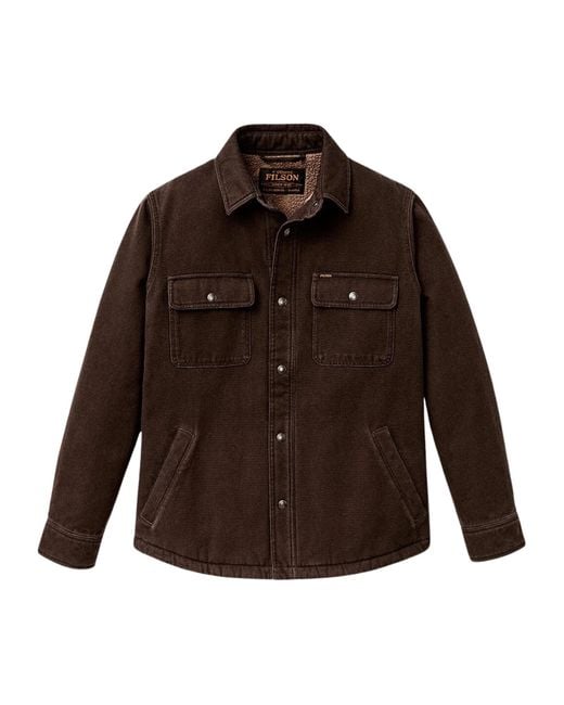 Filson Brown Fleece-Lined Button-Up Shirt Jacket for men