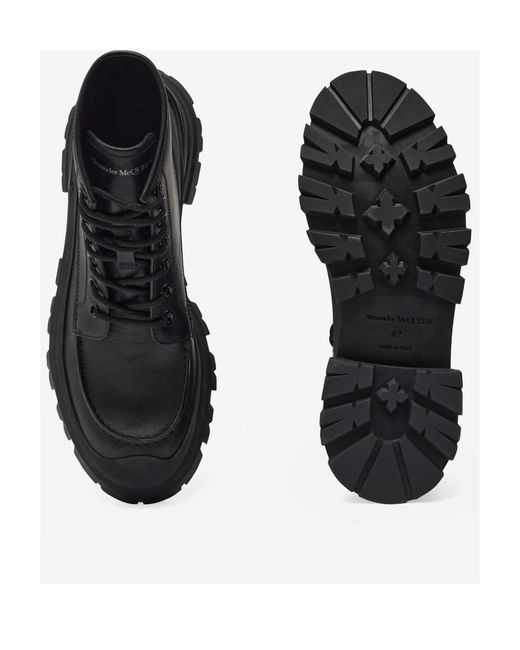 McQueen Black Lace-Up Combat Boots for men