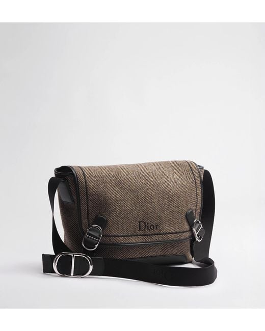 Dior Black Medium Jett Messenger Bag With Flap for men