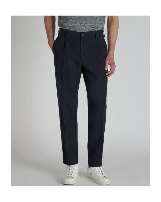Incotex Blue Pleat-Detailed Trousers for men