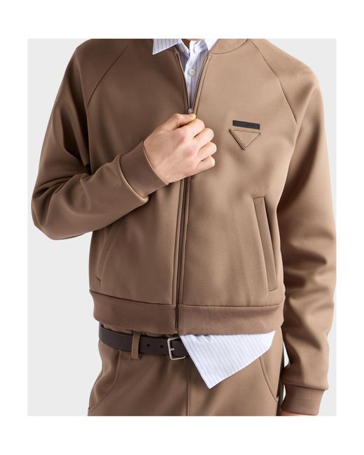 Prada Brown Technical Fleece Blouson Jacket for men