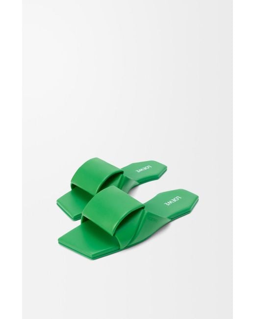 Loewe Green Origami Padded Square-Toe Flat Sandals