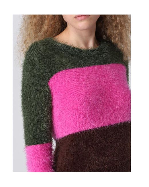 DSquared² Pink Striped Crewneck Jumper