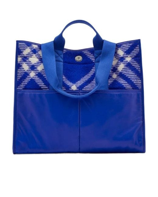 Burberry Blue Check-Pattern Top Handle Bag for men
