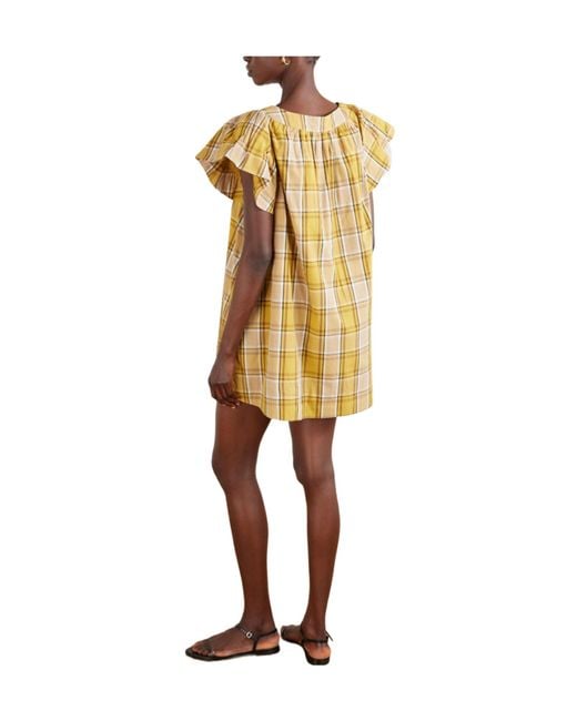 Sea Yellow Plaid Mini Dress