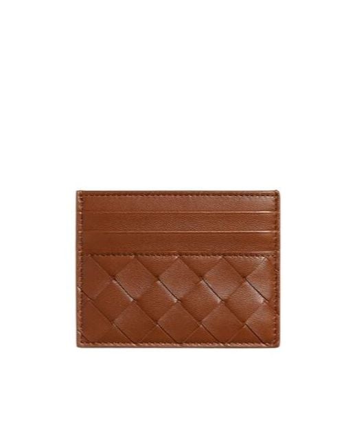 Bottega Veneta Brown Intrecciato Credit Card Case