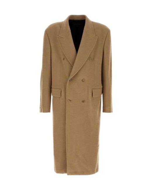 Balenciaga Natural Collared Button-Up Coat for men