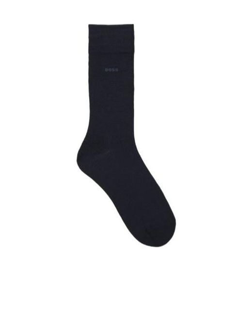 Boss Blue Ribbed Knit Socks for men