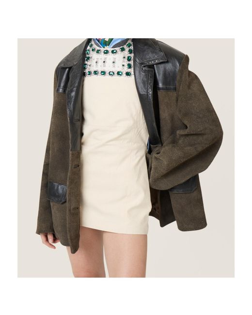 Miu Miu Brown Panelled Button-Up Jacket