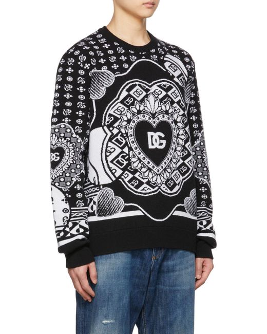 Dolce & Gabbana Black Logo-Intarsia Knit Jumper for men