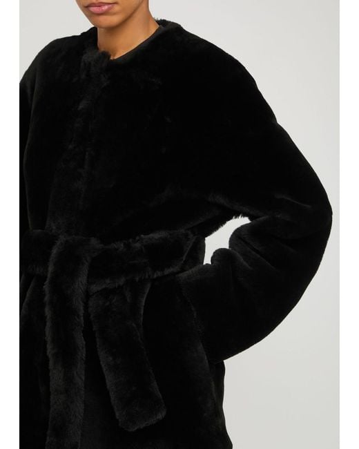 Totême  Black Belted Shearling Jacket