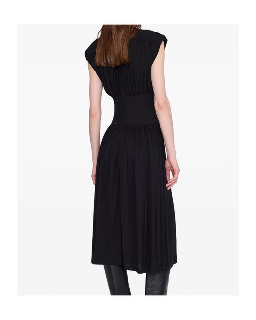 Anine Bing Black Round Neck Sleeveless Dress