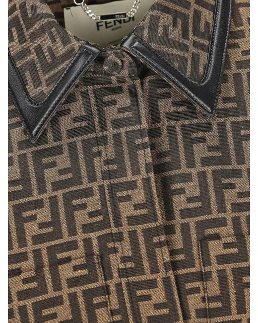 Fendi Green Ff Jacquard Belted Waist Jacket