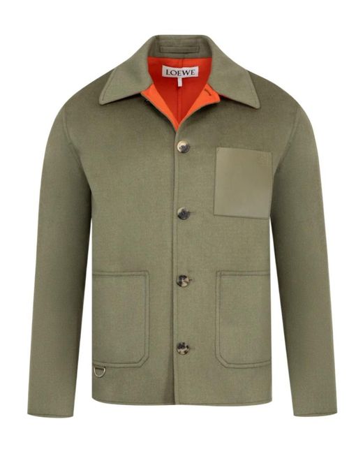 Loewe Green Workwear Patch-Pocket Cashmere Jacket for men