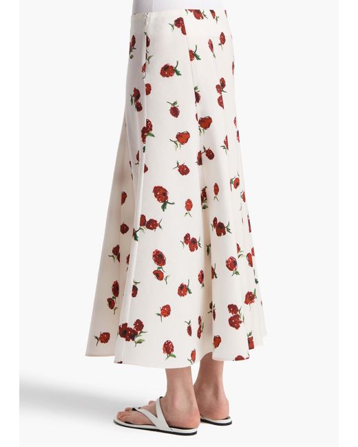 Khaite Pink Lenno Floral Printed Midi Skirt