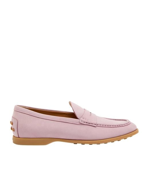 Tod's Pink Gomma Leggero Nubuck Loafers