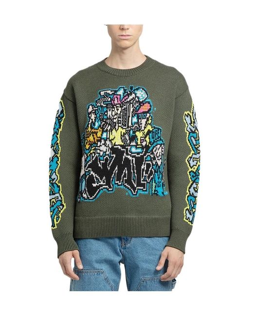 Off-White c/o Virgil Abloh Gray Crewneck Long-Sleeved Jumper for men