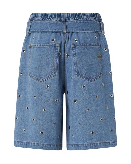 Pinko Blue Belted Denim Shorts