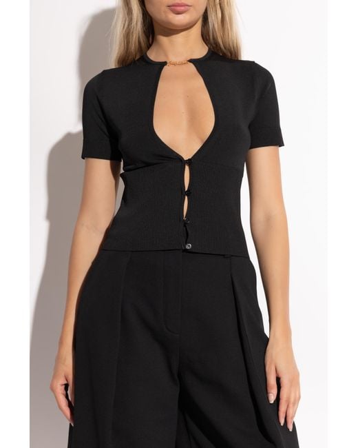Jacquemus Black Le Haut Pralù Cropped Knitted Top