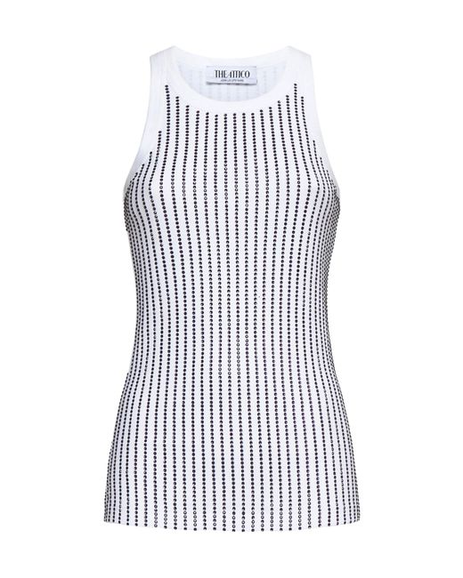 The Attico White The Embellished Ribbed Tank Top