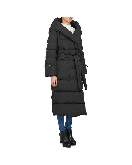 Moorer Black Long-Sleeved Hooded Down Jacket